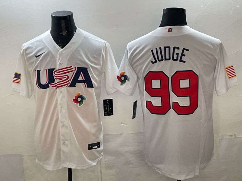 Men 2026 World Cub USA #99 Judge white Nike MLB Jersey style 04